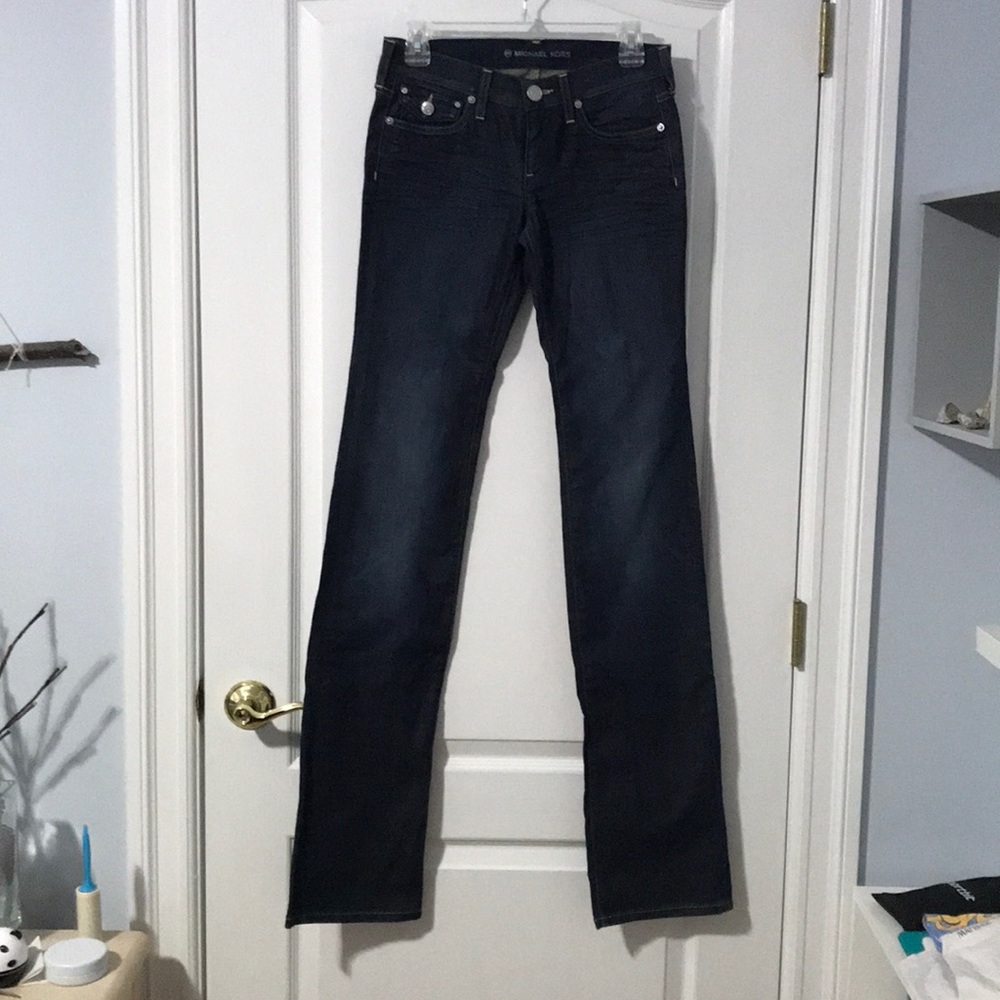 blue michael kors jeans wide leg